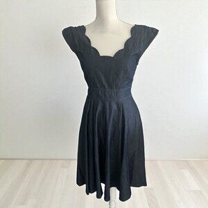 eSHAKTI Denim Scalloped A Line Dress Size Small